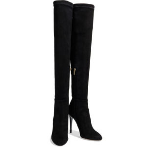 Jimmy Choo Women's Black Turner 110 Stretch-suede Over-the-knee Boots Size 35.5